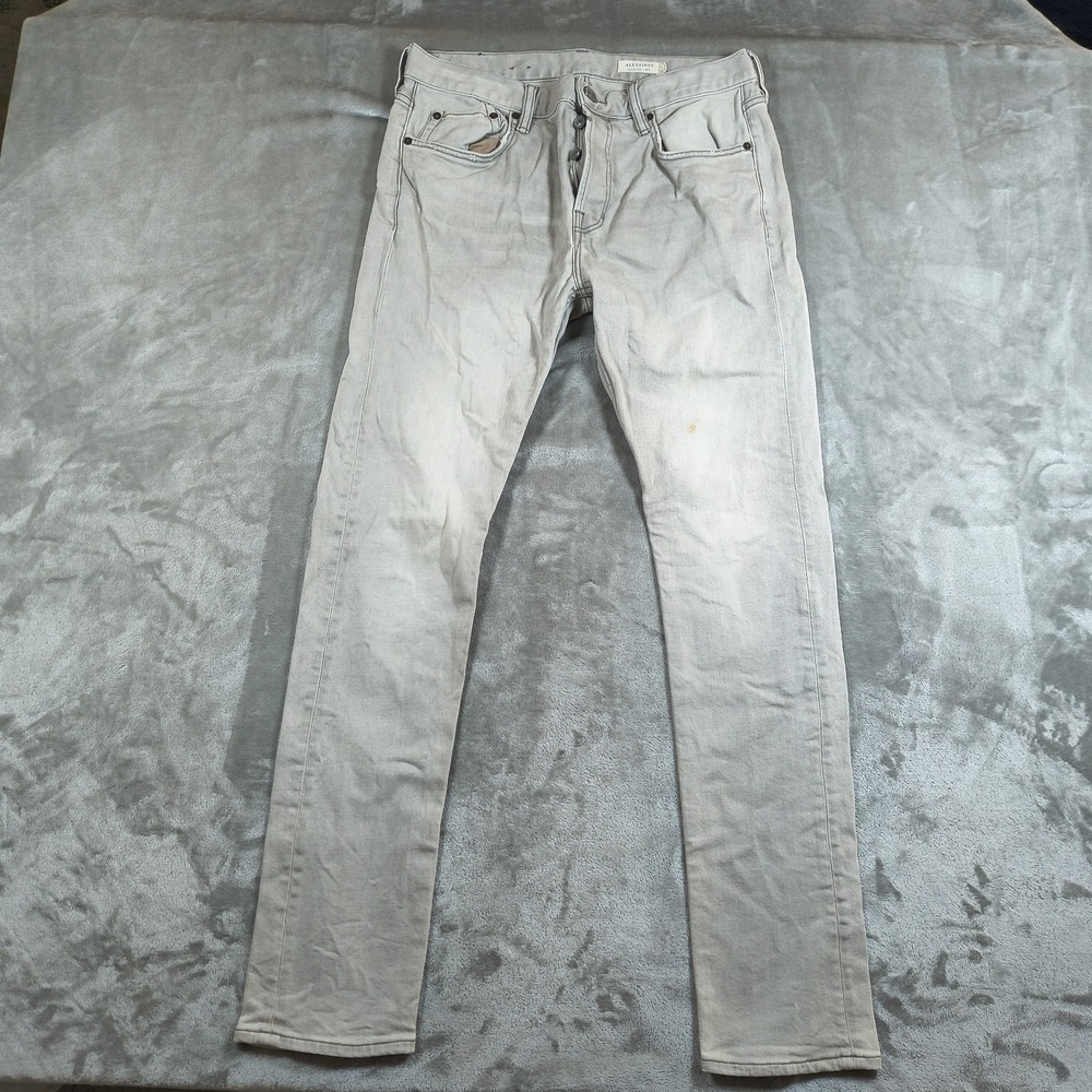 AllSaints Cigarette‎ Jeans Mens 32x30.5 Gray Slim Fit Skinny Button Fly Stretch